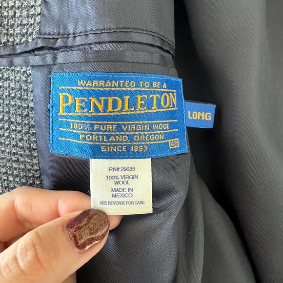 Pendleton wool sports coat jacket size 42 long gray blue classic western - Picture 11 of 12